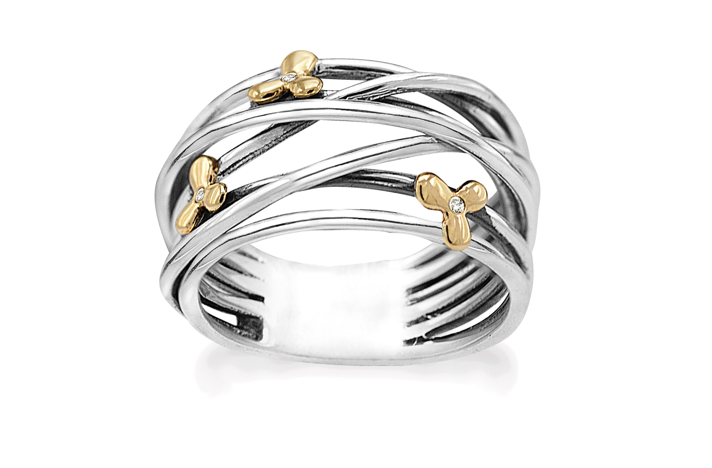 Sølv ring - Golden Flower