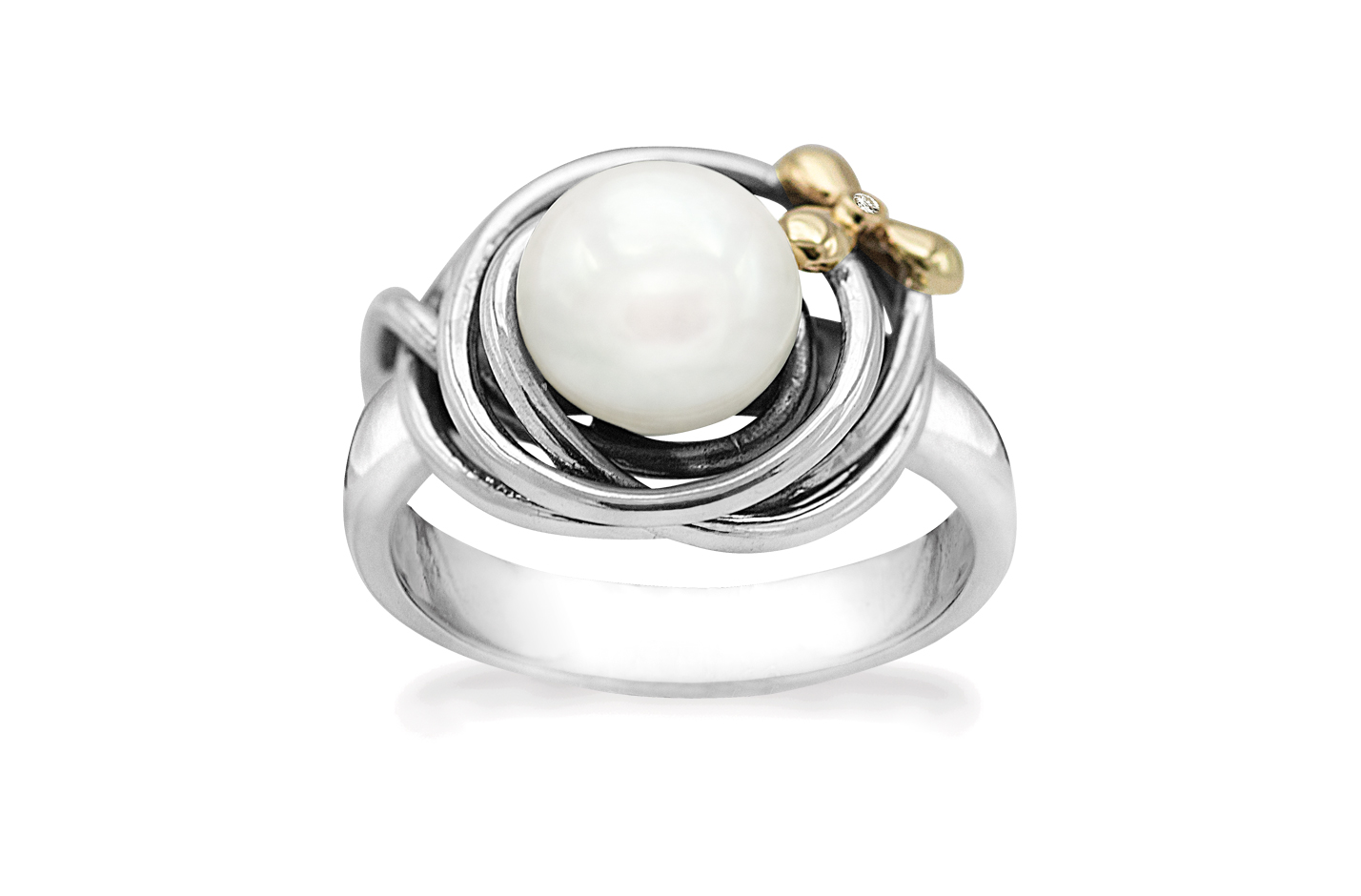 Sølv ring - Golden Flower