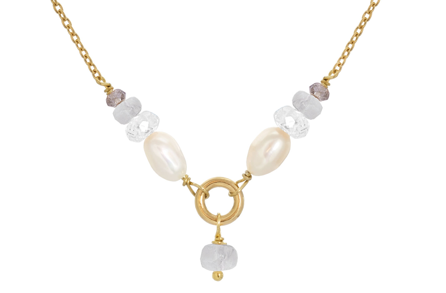 Forgyldt collier, krystal - Cordelia