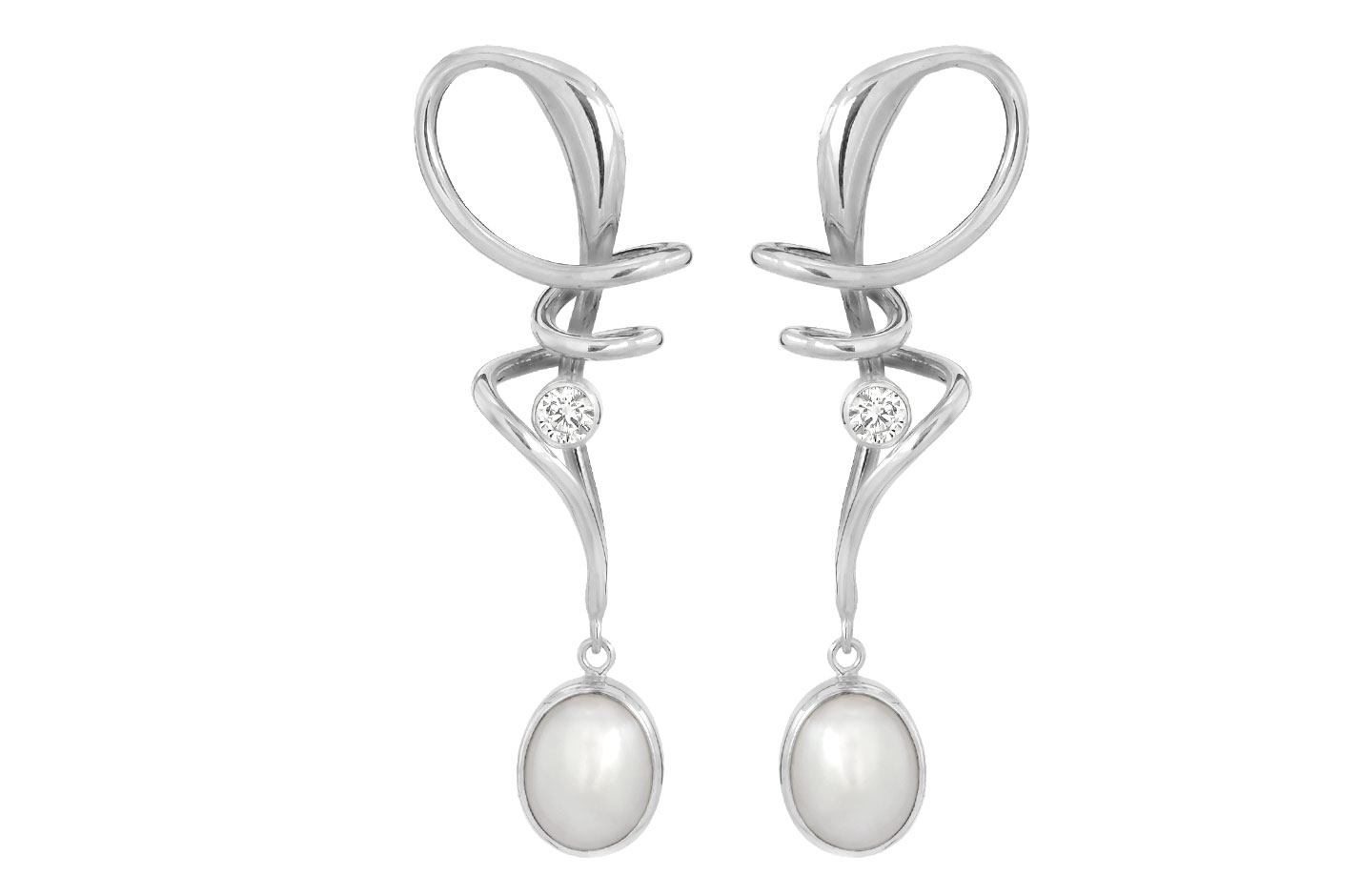 Sølv ørering - Winding White