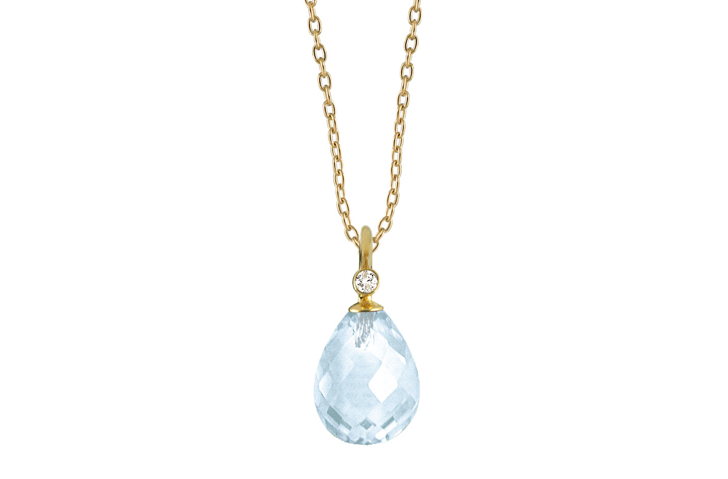 Guld collier, blå topas - Contessa