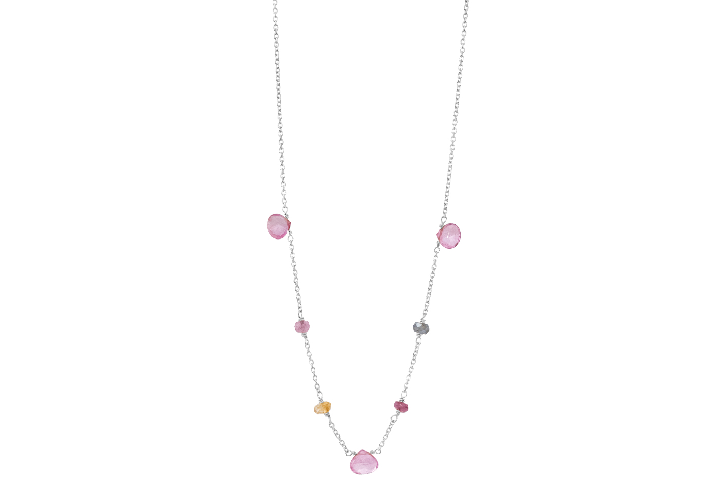 Sølv collier, turmalin - Drops